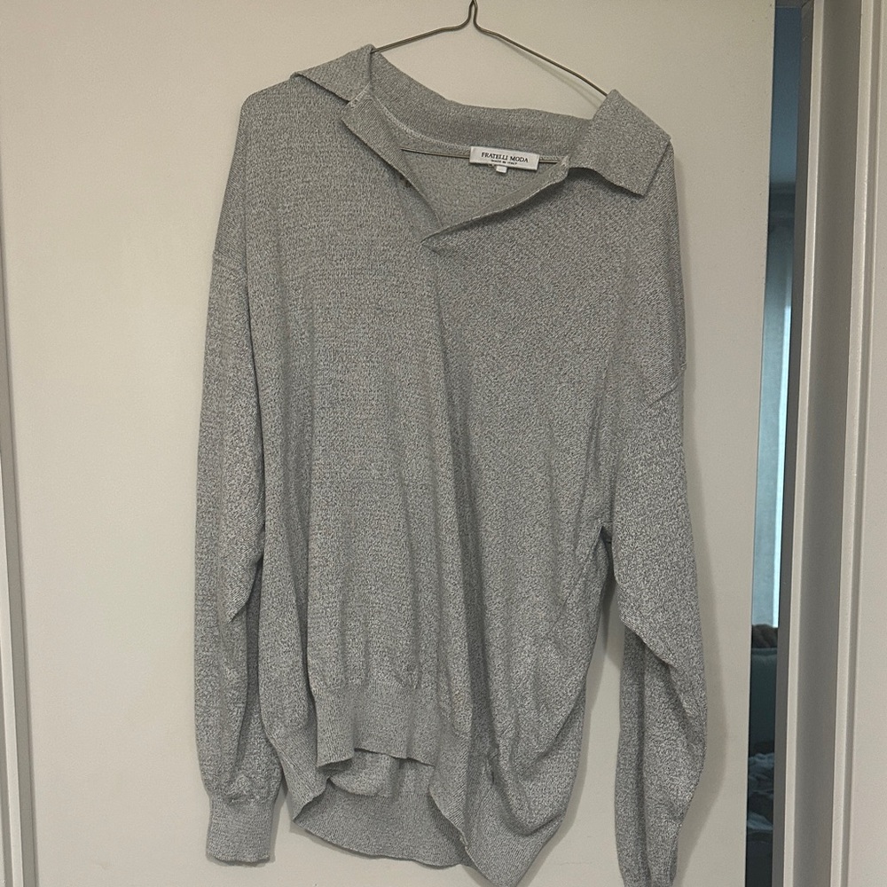 Theory Light Gray V-Neck Sweater